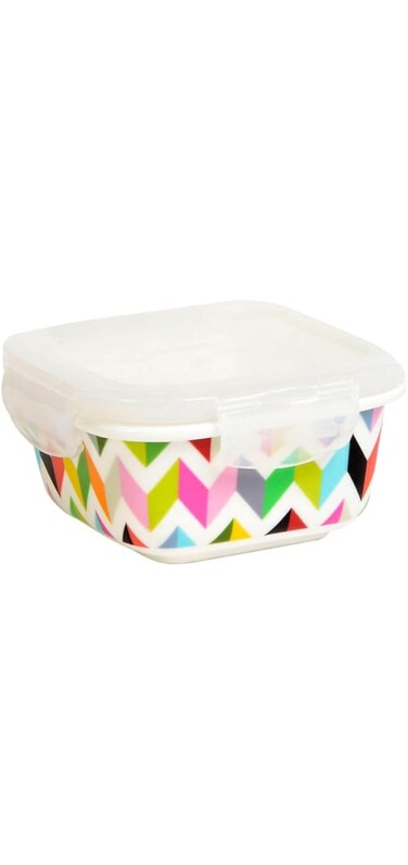French Bull 71118 E, Ziggy) - 270Ml Square Porcelain Food Storage Container Lunch, Airtight, Lid Ziggy