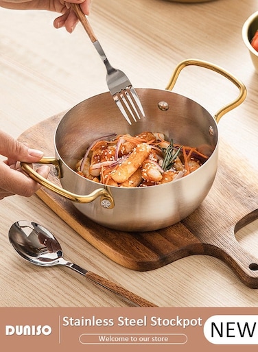 Stainless Steel Stockpot,Paella Pan with Two Handles, Even Heat Transfer, Strong Stainless Steel Pan for Cooking Seafood,Versatile Cookware Perfect for Simmering, Boiling, Steaming for Every Kitchen