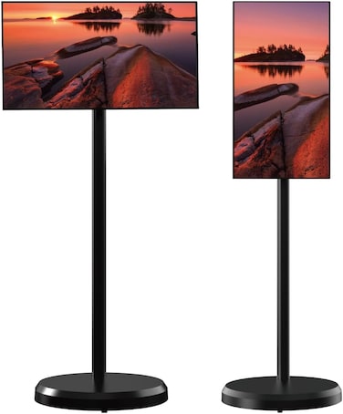 تلفزيون كروني D01 الذكي المحمول بعجلات، مقاس 21.5 بوصة، تلفزيون متحرك بشاشة تعمل باللمس، ذاكرة وصول عشوائي (RAM) سعة 6 جيجابايت + سعة تخزين 128 جيجابايت، نظام تشغيل أندرويد 14، بطارية مدمجة، أسود