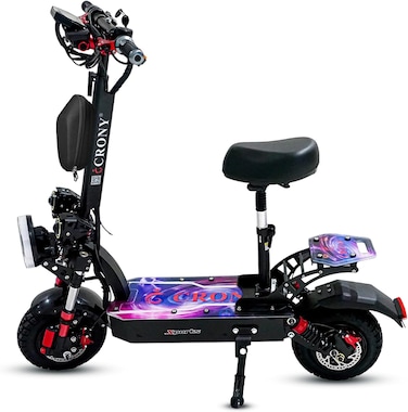 Crony Dk-11 2800Wx2 Dual Motor Electric Scooter, 80-95Km/H Speed, Off-Road Tires, Front/Rear Suspension, Bluetooth Speaker, Phone Holder &amp; Front Bag, LED Base, LED Remote Control, Big LCD Display