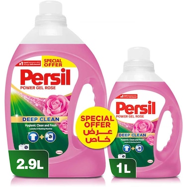 برسيل باور جل منظف ​​الغسيل السائل برائحة الورد 2.9 لتر + 1 لتر