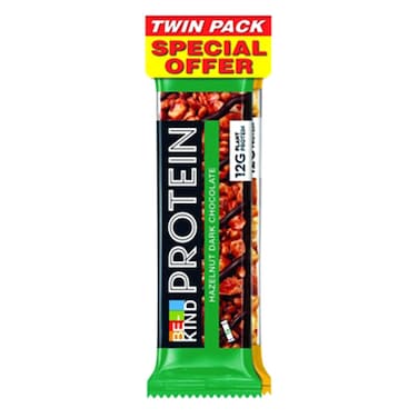 Be-Kind Hazelnut Dark Chocolate Protein Bar, 50g and Caramel Nut Protein Bar, 50g