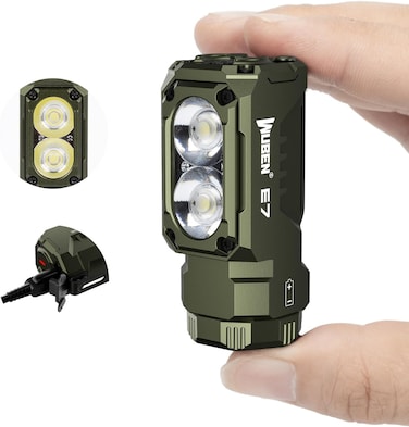 WUBEN E7 1800 Lumen Rechargeable Mini Flashlight with Magnet - Super Bright 6 Modes ArmyGreen EDC Flashlight, Typ-C Rechargeable LED; IPX8 Pocket Flashlight for Headlamp Use, Rescue, Camping
