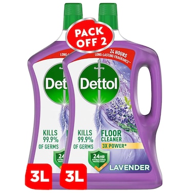 Dettol Antibacterial Floor Cleaner Lavender Scent, 3L Pack of 2