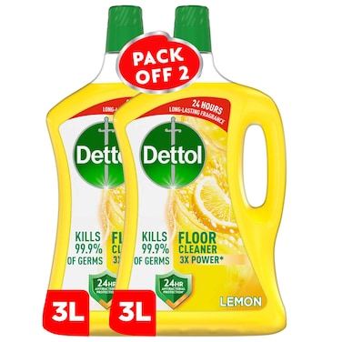 Dettol Antibacterial Floor Cleaner Fresh Lemon Scent, 3L x 2