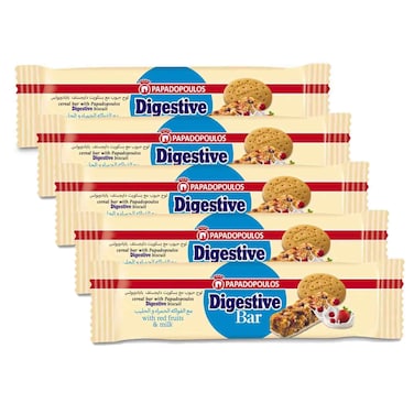 بابادوبولوس دايجستف لوح حبوب مع الفواكه الحمراء والحليب، 28 غرام حزمة من 5