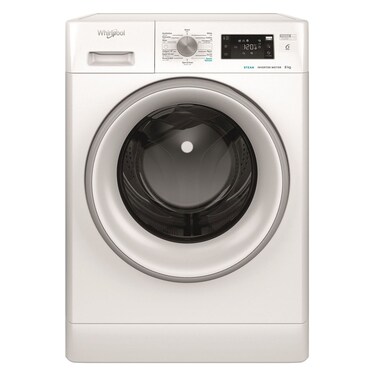 Whirlpool Front Load Washer FFB 8259 SV GCC, 8 kg, 6TH Sense Technology, 1200 rpm, Stainless Steel, White