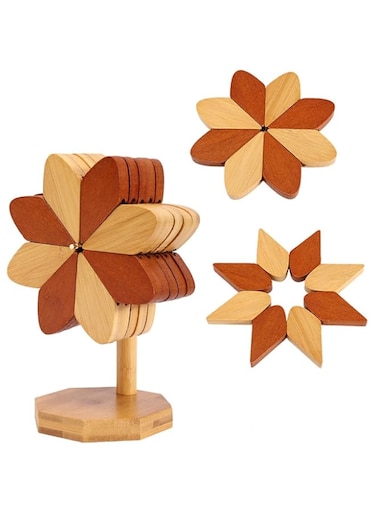 GraGra Wooden Trivets, Pinwheels Shape Trivet Set, Windmill Shaped Coasters Heat Resistant Kitchen Dining Home Table Decoration, for Hot Dishes, Pots, Bowl, Teapots, Hot Pot Holders, 3Pcs