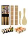 AMERTEER Sushi Making Kit, Bamboo Sushi Maker Kit - 9 PCS Sushi Rolling Kit Includes 2 Sushi Curtain, 1 Spoon, 1 Sushi Blade, 5 Pairs of Chopsticks, Easy to Use Sushi Making Kit for Beginners