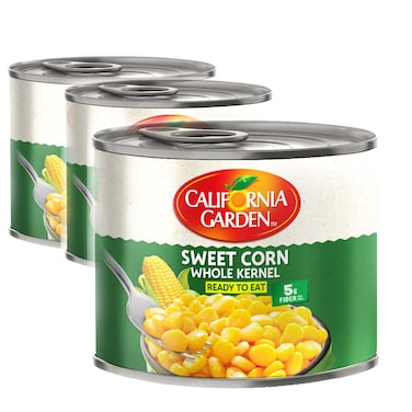California Garden Sweet Corn Whole Kernel, 200g Pack of 3