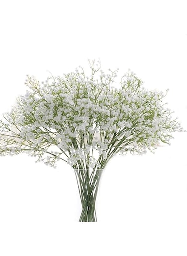Gumolutin 6Pcs Long Stem Artificial Baby Breath Flowers Real Touch Silk Gypsophila Bouquets for Office Indoor/Outdoor Wedding DIY Party Centerpieces Arrangements Decoration(White)