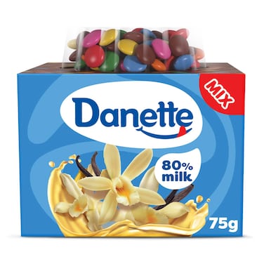 دانيت فانيلا، كريم دانيت غني بنكهة الفانيلا مع حبوب الحلوى، حلى دانيت جاهز، 75غ