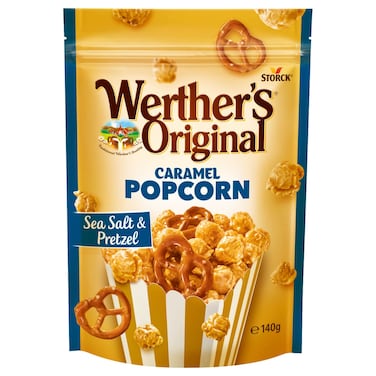 Storck Werther's Original Sea Salt Pretzel Caramel Popcorn, 140g