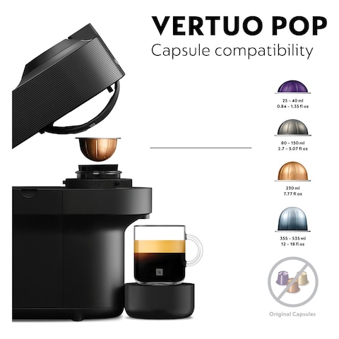 Nespresso Coffee Machine Vertuo Pop, 1500 W, 0.56 L, Liquorice Black, Plastic, Removable Tank