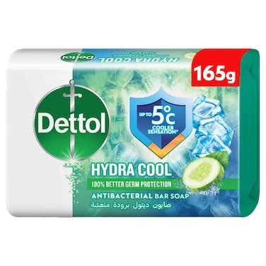 Dettol Hydra Cool Antibacterial Bar Soap, Cucumber &amp; Icy Menthol Scent 165g