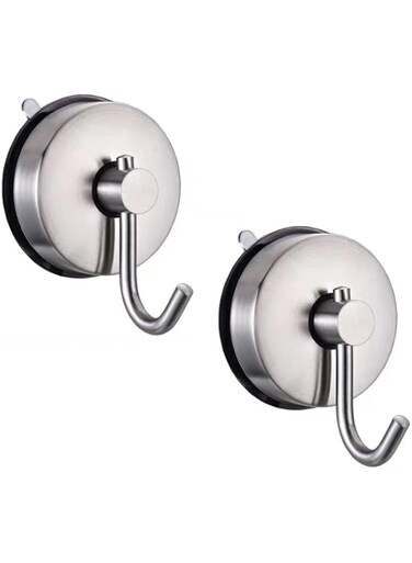 DAYONG 2 Pack Suction Cup Hooks Wall Hooks for Hanging.304 Stainless Steel Removable Suction Cups for Kitchen Bathroom Shower Wall Window Glass Door