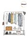 LUKSYOL Clothes Rack Metal Garment Racks Heavy Duty Indoor Bedroom Cool Clothing Hanger with Top Rod and Lower Storage Shelf high Storage Rack, White