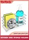 Kitchen Sink Sponge Holder,Large Metal Stainless Sponge Holder For Kitchen Sink,Dish Brush Holder Sink Holder With Removable Drain Pan,Punch-free Dry Kitchen Sink Organizer,White