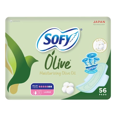 Sofy Slim Olive Oil Moisturizer 56 Sanitary Pads Large White