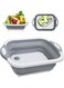Cutting Board with Built-in Colander &amp; Dish Tub &acirc;&euro;&ldquo; Multi-Functional Foldable Silicone Plastic Washing Basket for Kitchen, Camping, Picnic, BBQ, Food Prep &amp; Storage &acirc;&euro;&ldquo; Space-Saving Design for Home &amp; Outdoor Use