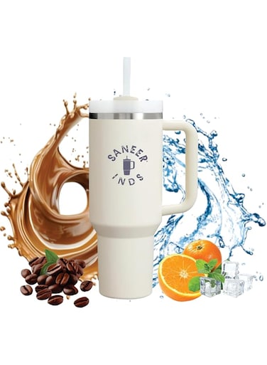 SANEER INDUSTRIES-Cup Quencher H2.0 FlowState 40 oz Stainless Steel Vacuum Insulated Tumbler with Lid &amp; Straw   Keeps Drinks Cold or Hot   Great for Water, Iced Tea, Coffee   Leak-Proof