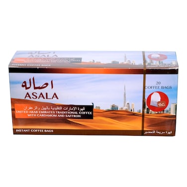 Asala Traditional Instant Coffee with Cardamom and Saffron 20 Coffee Bags