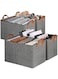 GGEROU Fabric Baskets Foldable Storage Bin,Canvas Storage Baskets with Metal Frame, Closet Baskets and Bins with Handles, Sturdy Foldable Storage Boxes for Organizing Clothing, Sheets (Grey, 4 PCS)