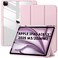 ZOOMEE Case for iPad Air 13 Inch Case 2025 M3/2024 M2 With Pencil Holder, Hybrid Smart Cover iPad 13 Air M3 M2 Case with Clear Transparent Back, Supports Touch ID, Auto Wake/Sleep - Pink