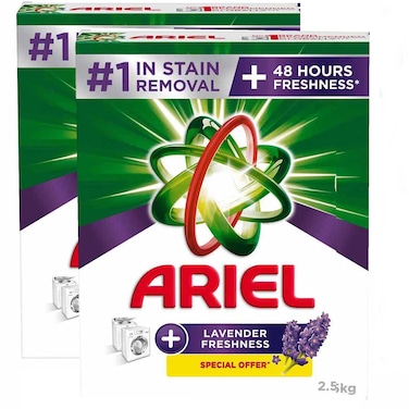 Ariel Automatic Lavender Laundry Detergent Powder 2.5kg Pack of 2