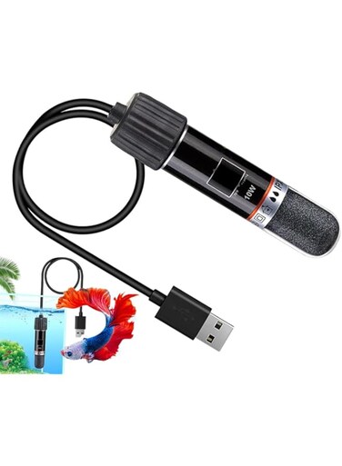 KWSLIN 10W Mini Fish Tank Heater, Small Aquarium Heater Submersible Fish Tank Heater USB Powered Constant Temperatur 78℉(26℃) Heating Rod for 1-2 Gallon Aquarium Glass Tank