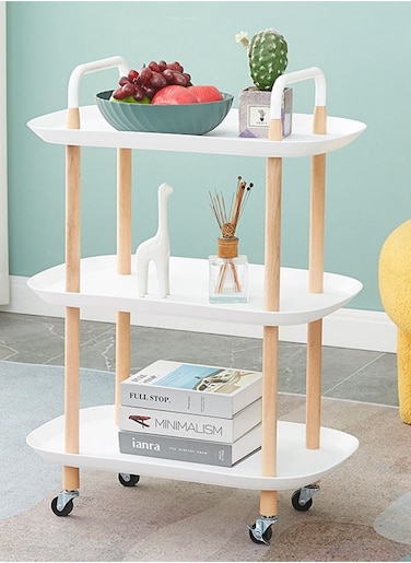 Rolling Cart Utility Cart with Wheels 3 Tier Storage Trolley Cart Movable Storage Shelves Organizer for Kitchen Office Living Room Home