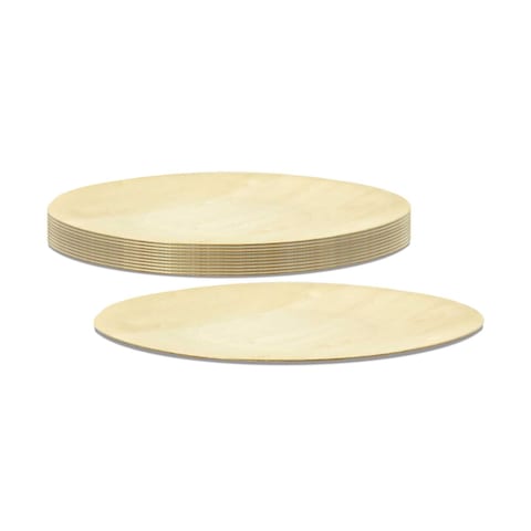 Fun Green Track Wooden Round Plates Beige 5.6inch 10 PCS