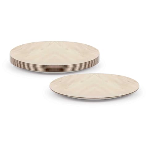 Fun Green Track Wooden Round Plates Beige 8.6inch 10 PCS