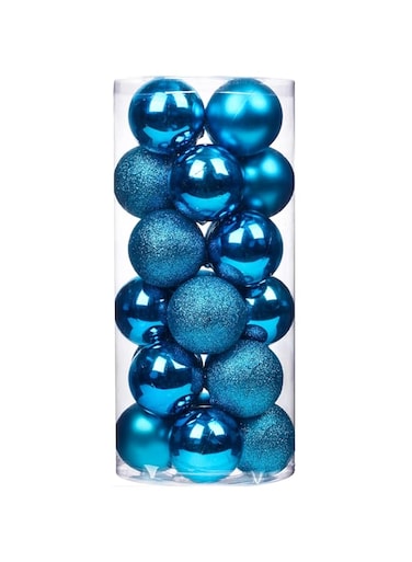 Emopeak 24Pcs Christmas Balls Ornaments for Xmas Christmas Tree - Shatterproof Christmas Tree Decorations Hanging Ball for Holiday Wedding Party Decoration (Lake Blue, 1.2"-3.1CM)
