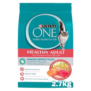 Purina One Healthy Adult with Salmon and Tuna Cat Dry Food, 1 Years+, 2.7kg