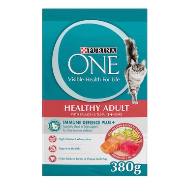 Purina One Healthy Adult with Salmon and Tuna Dry Cat Food, 1 Years and above, 380g