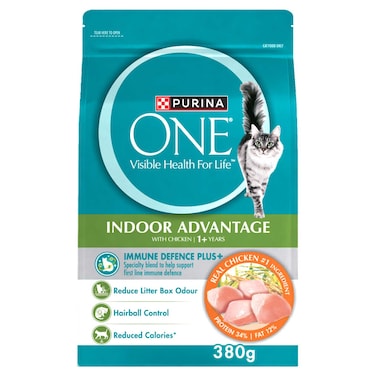 Purina One Indoor Advantage with Chicken Cat Food, 1 Years and above, 380g