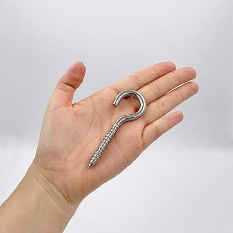 AL ARQAM 12-Pack 304 Stainless Steel Screw Eyes, Heavy Duty Screw in Eye Hooks Ring for Hammock Stand, Yoga &amp; Brazilian Hammocks, Swing Chair, Indoor &amp; Outdoor, Self Tapping Screws #14