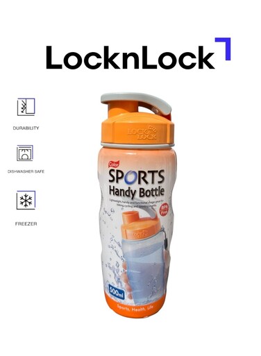 &amp; LOCK LocknLock 500ml Color Sports Handy Bottle - Orange, Collapsible, Lightweight, with Wrist Strap and Quick-Access Top