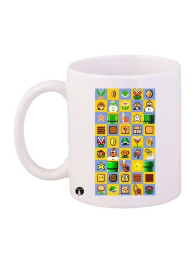Super Mario Video Game Printed Coffee Mug White/Yellow/Green