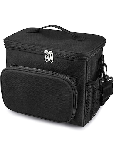Outdoor Lunch Bag Insulated Lunch Box Large Cooler Tote Bag for Men Women, Double Deck Heat Resistant Coolers with Adjustable Shoulder Handbag Black
