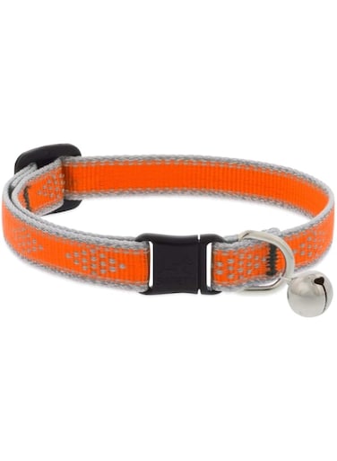 Lupine Pet Eco Cat Collar with Safety Buckle 8-12"&ndash; Orange Diamond (With Bell)