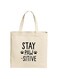 Spoil Your Wall Stay Pawsitive Quotes Tote Bag, Natural Shopping Bag, 38x42cm Reusable Jute Bag