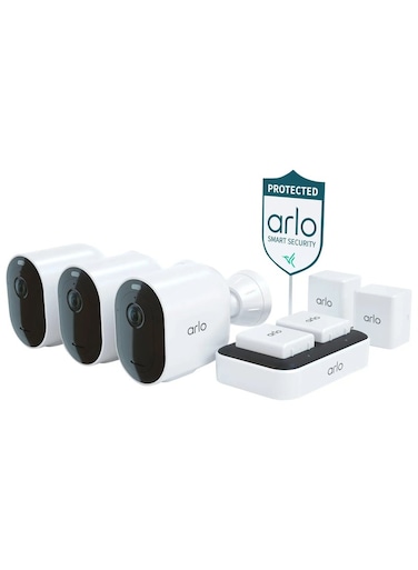 Arlo Pro 5S 2K Smart Wireless Security Camera Bundle 3 Cameras - White