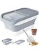 Masroo Collapsible Dog Food Storage Container, 13 LB Pet Food Container with Lids, Airtight Cat Food Containers with Measuring Cup and Scoop, Foldable Kitchen Rice Storage for Pet Food, Cereal
