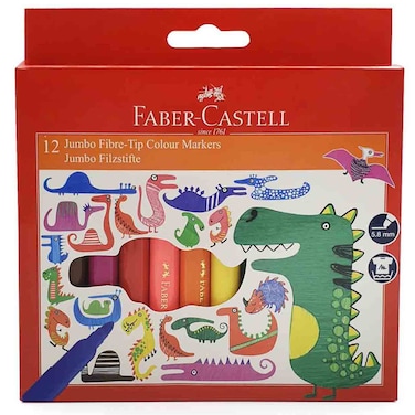 Faber-Castell Jumbo Colour Markers Set, 12 Colours, 5.8mm