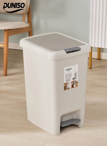 Trash Can with Lid - Small Garbage Can, 8L Compact Garbage Can with Press Top Lid &amp; Foot Pedal, Slim Narrow Wastebasket for Toilet, Office, Bedroom, Bathroom
