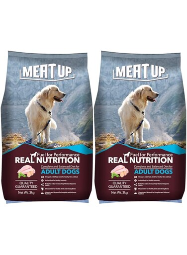 Meat Up Adult Dry Dog Food, 3 kg ( ), Total 6 Kg Pack