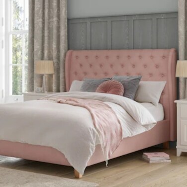 Tranquil Nights Tufted Upholstered King Size Bed (180 X 200 CM) Pink Color