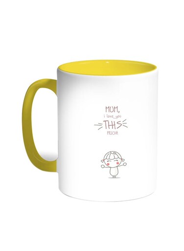 I Love You Mom Printed Coffee Mug Yellow/White